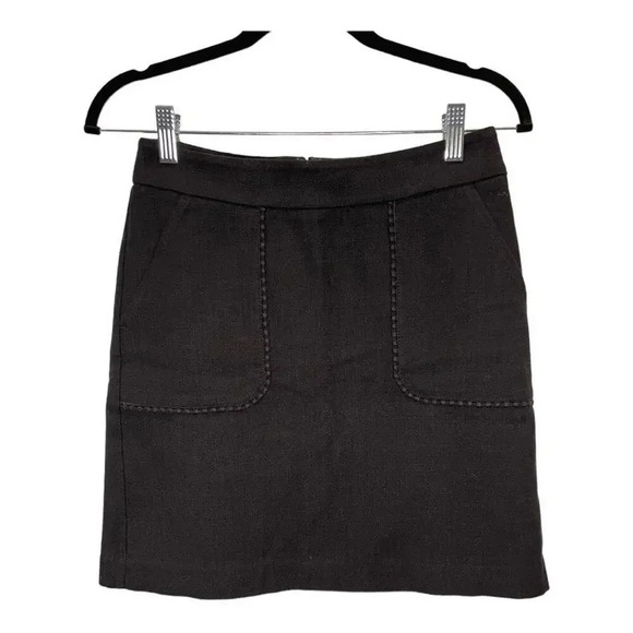 LOFT Petites Size 0‎ Skirt Black A-Line Pockets Cotton Stretch Lined - Picture 1 of 3